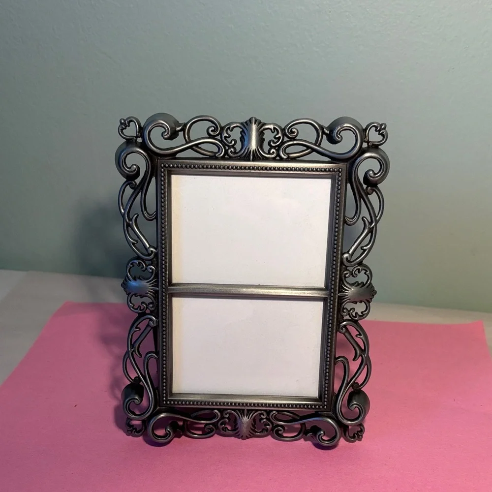 Pewter Finished Ornate Double Picture Frame